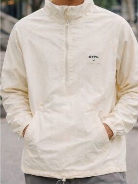 Staple Pigeon Cream Zip-Up Windbreaker Men’s Large NWT